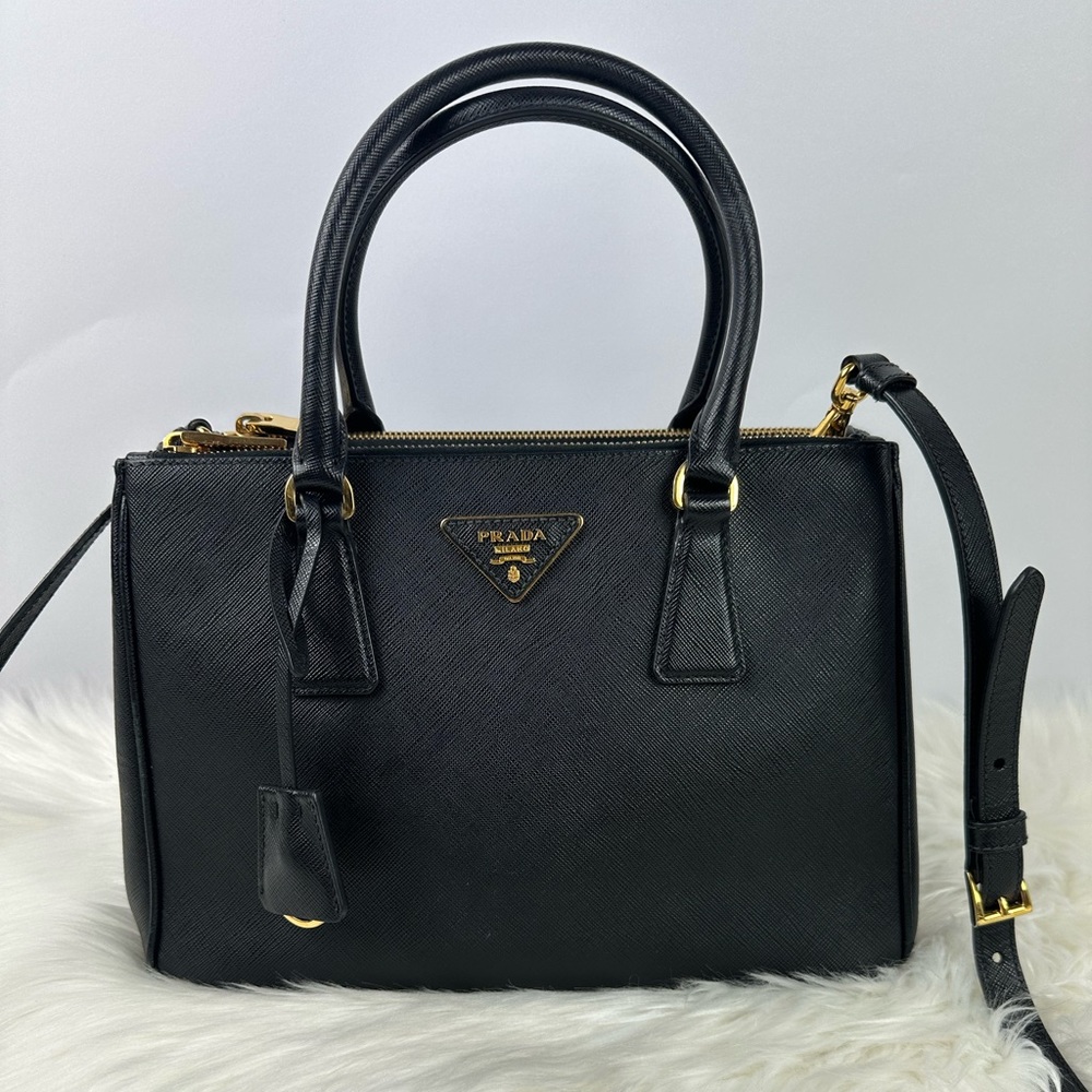 Prada Black Saffiano Galleria Leather Handle Bag